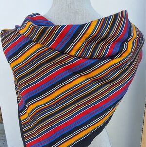 Vintage Colorful Striped Italian Silk Scarf